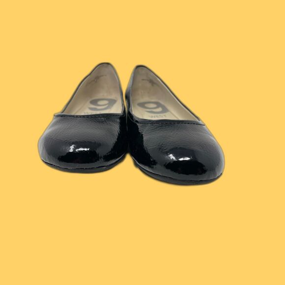New w/box Nine West Black Faux Patent Leather Mod Flat US 10M - Picture 6 of 13